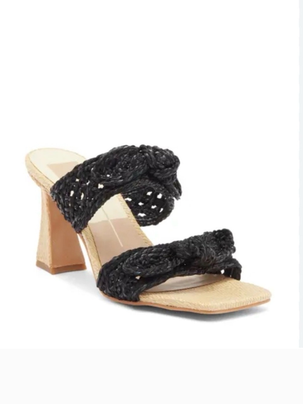 Dolce Vita Nyah Black Braided Double-Strap Heeled Sandals NWT Sz 8 Raffia